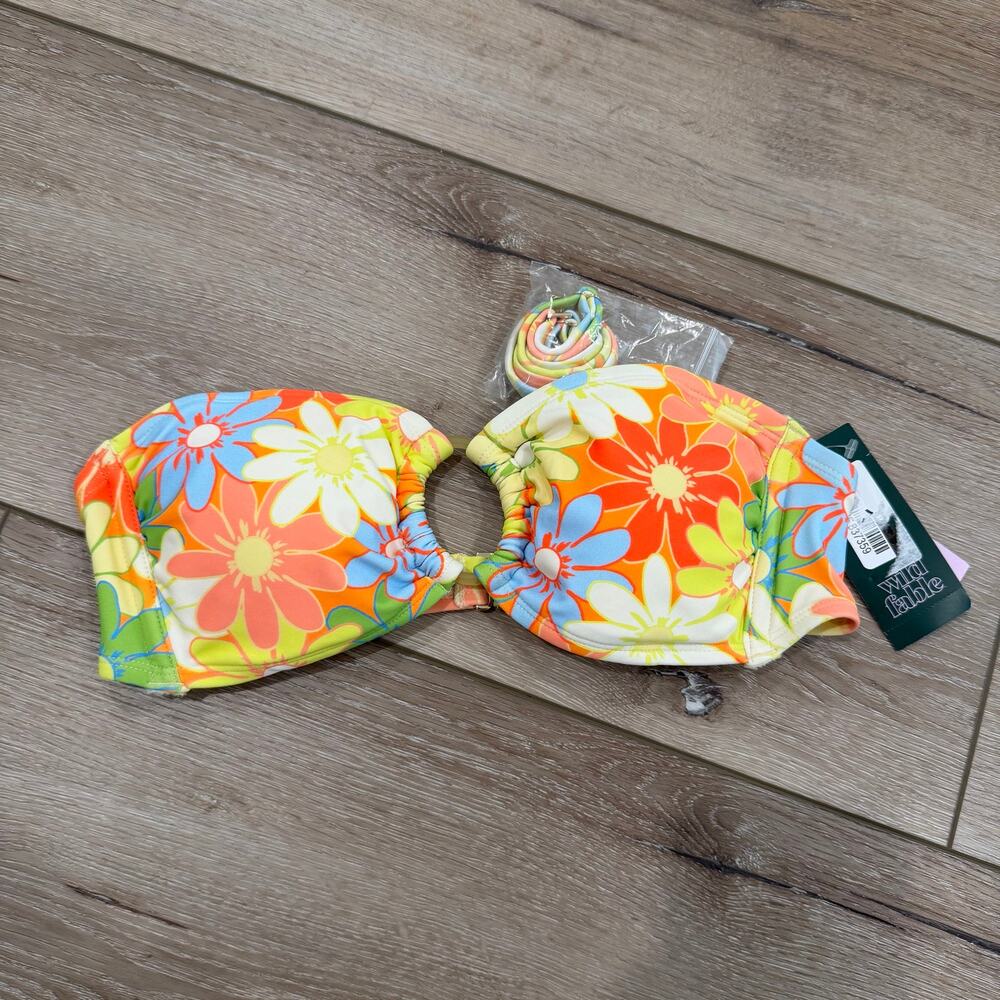 Wild Fable NWT Bikini Top - Bright Floral Bandeau - Size Small